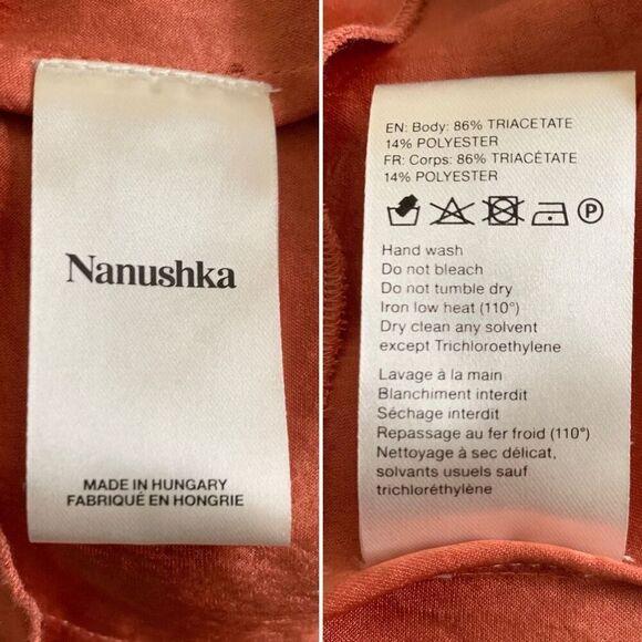 Nanushka Twist Front Satin Halter‎ Dress Peachy Copper Size M - Picture 8 of 12